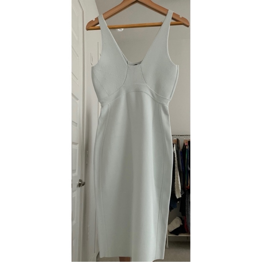 Narciso Rodriguez V-neck Body-con Midi Dress blue.
